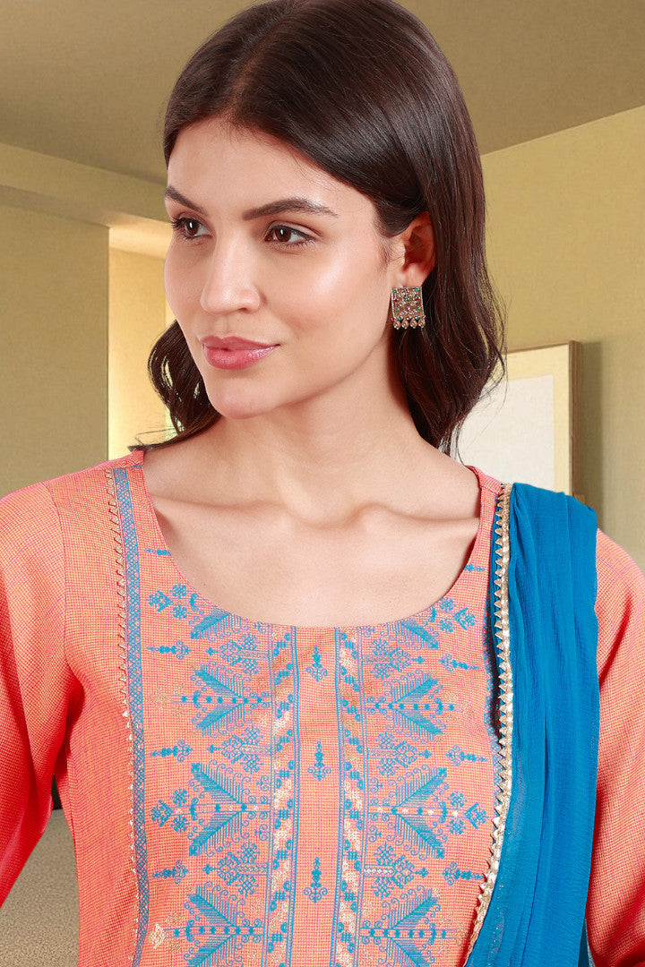 Casual Ethnic Straight Kurta Set With Dupatta