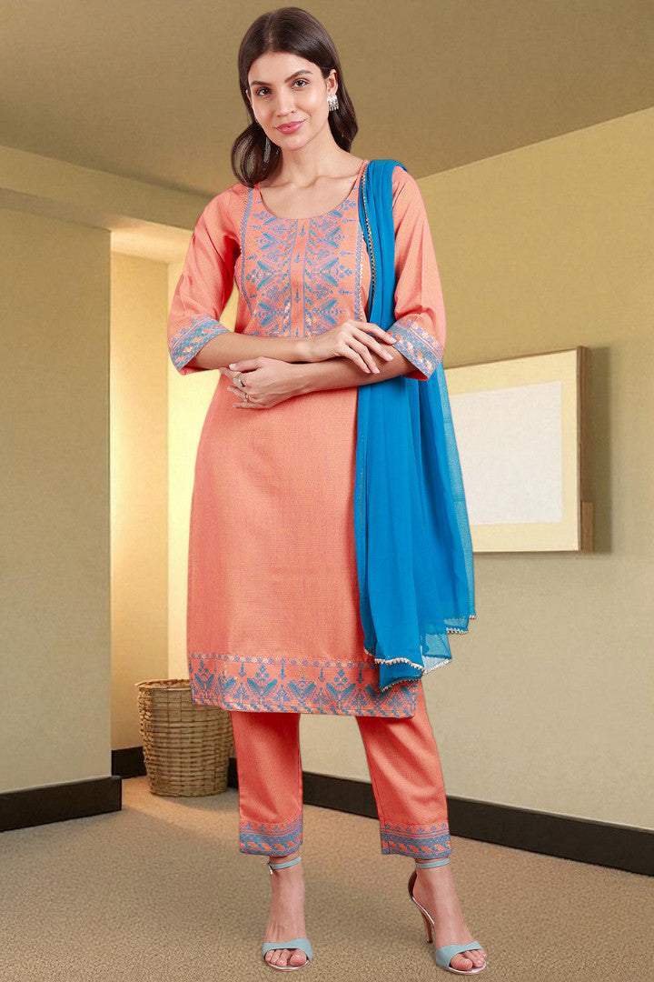 Casual Ethnic Straight Kurta Set With Dupatta