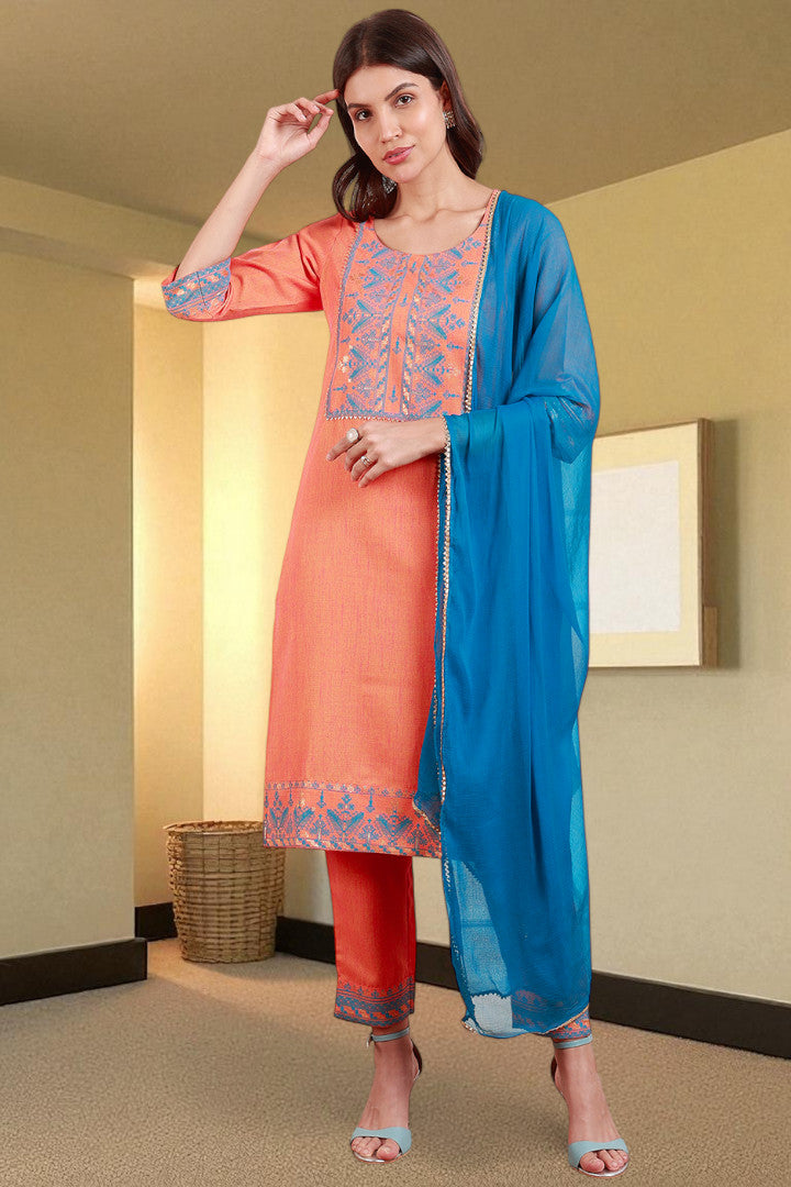 Casual Ethnic Straight Kurta Set With Dupatta