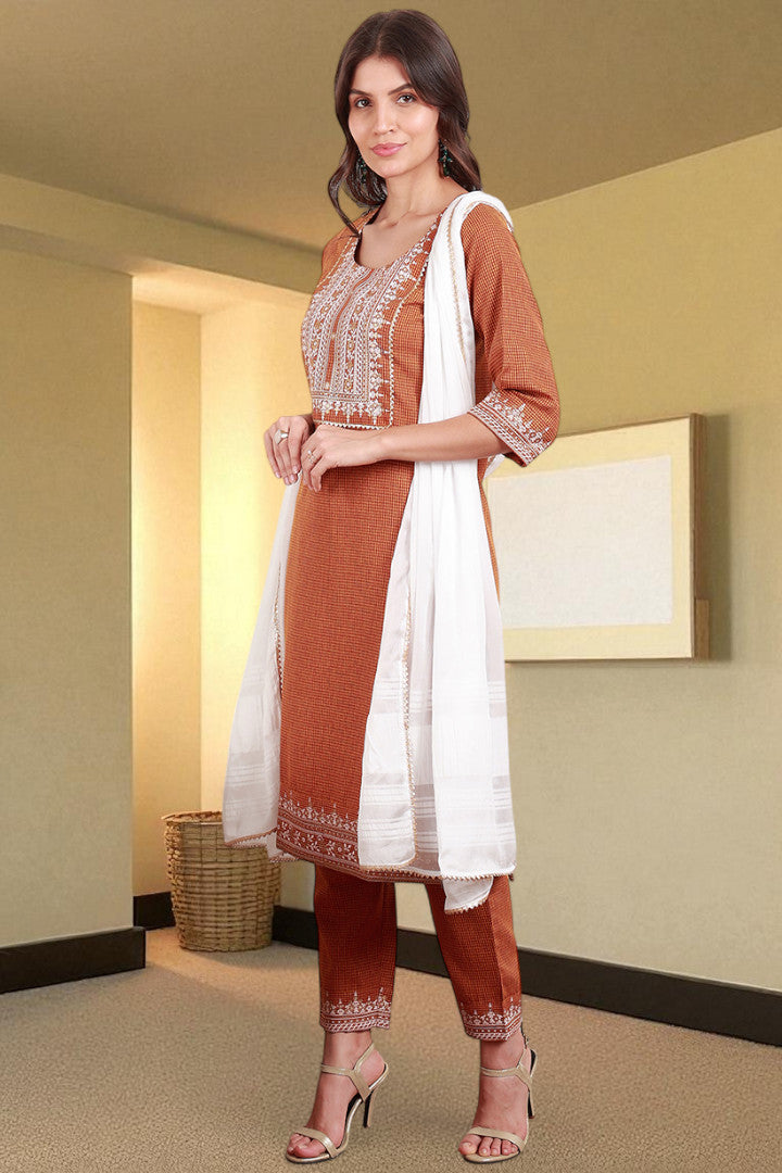 Casual Ethnic Straight Kurta Set With Dupatta