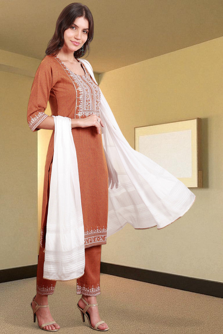 Casual Ethnic Straight Kurta Set With Dupatta