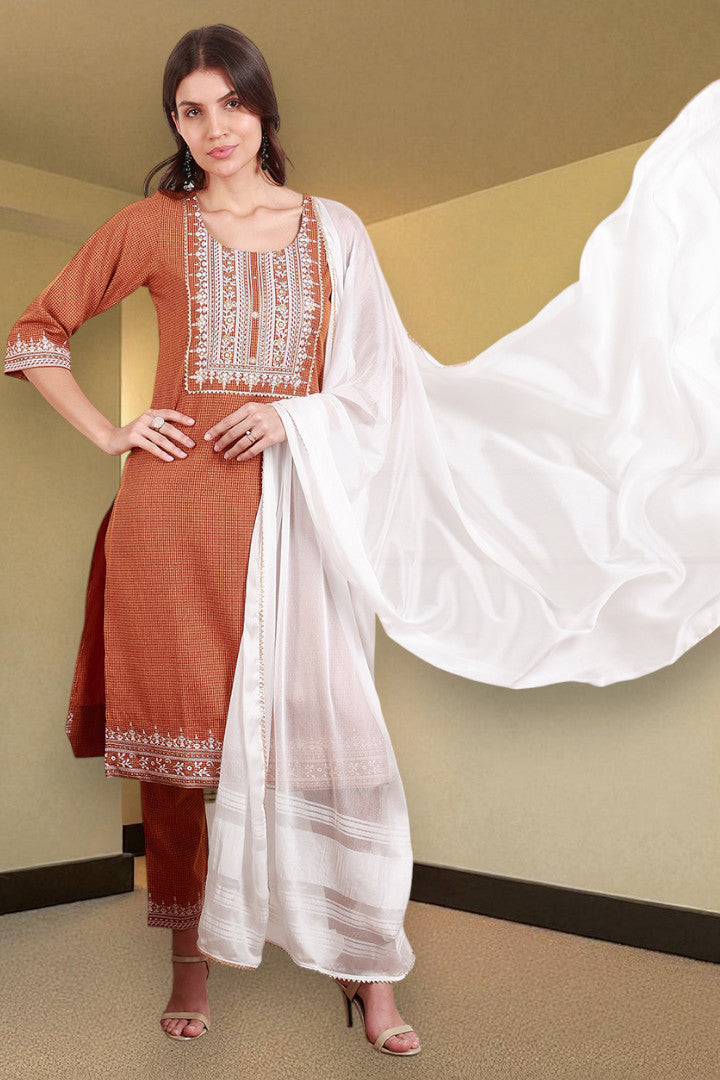 Casual Ethnic Straight Kurta Set With Dupatta