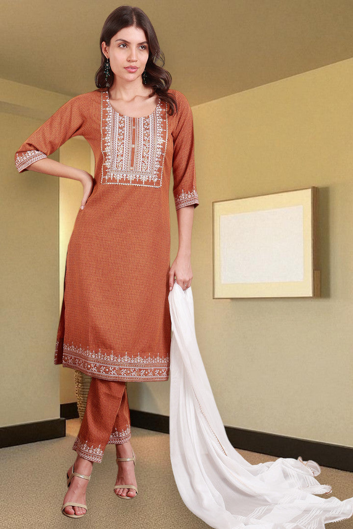 Casual Ethnic Straight Kurta Set With Dupatta