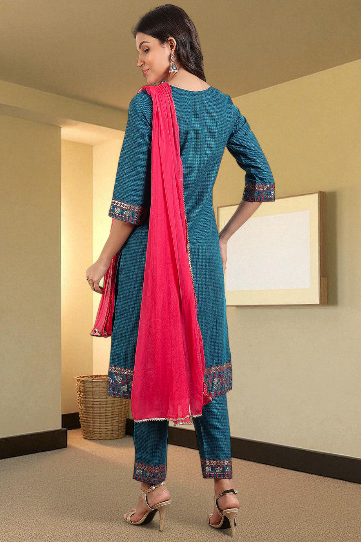 Casual Ethnic Straight Kurta Set With Dupatta
