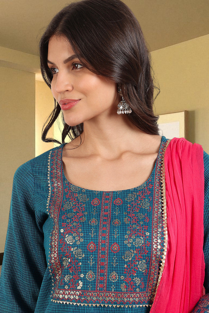 Casual Ethnic Straight Kurta Set With Dupatta