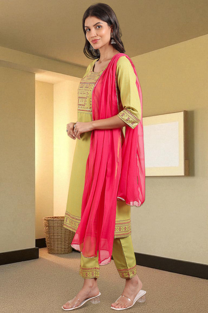 Casual Ethnic Straight Kurta Set With Dupatta