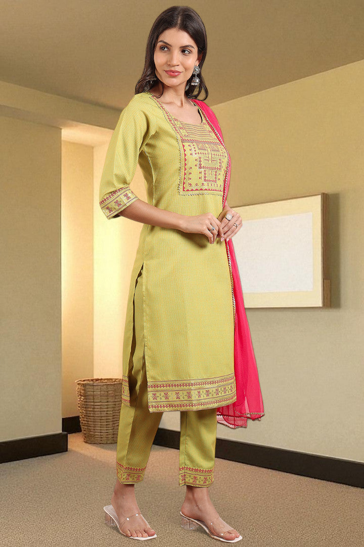 Casual Ethnic Straight Kurta Set With Dupatta