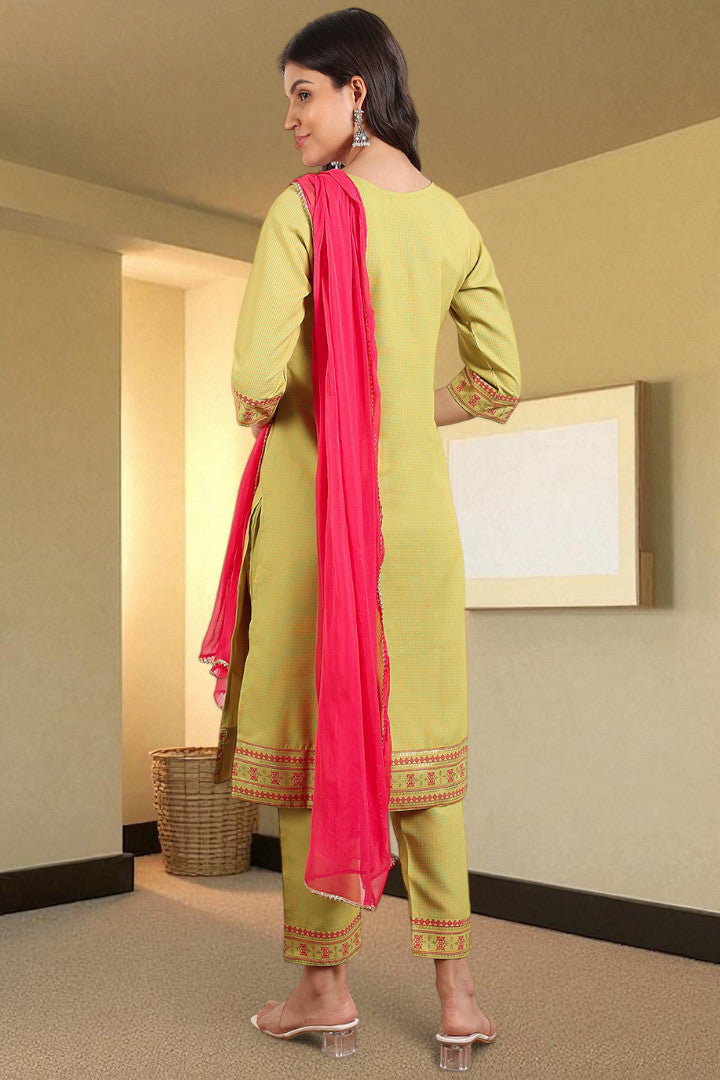Casual Ethnic Straight Kurta Set With Dupatta