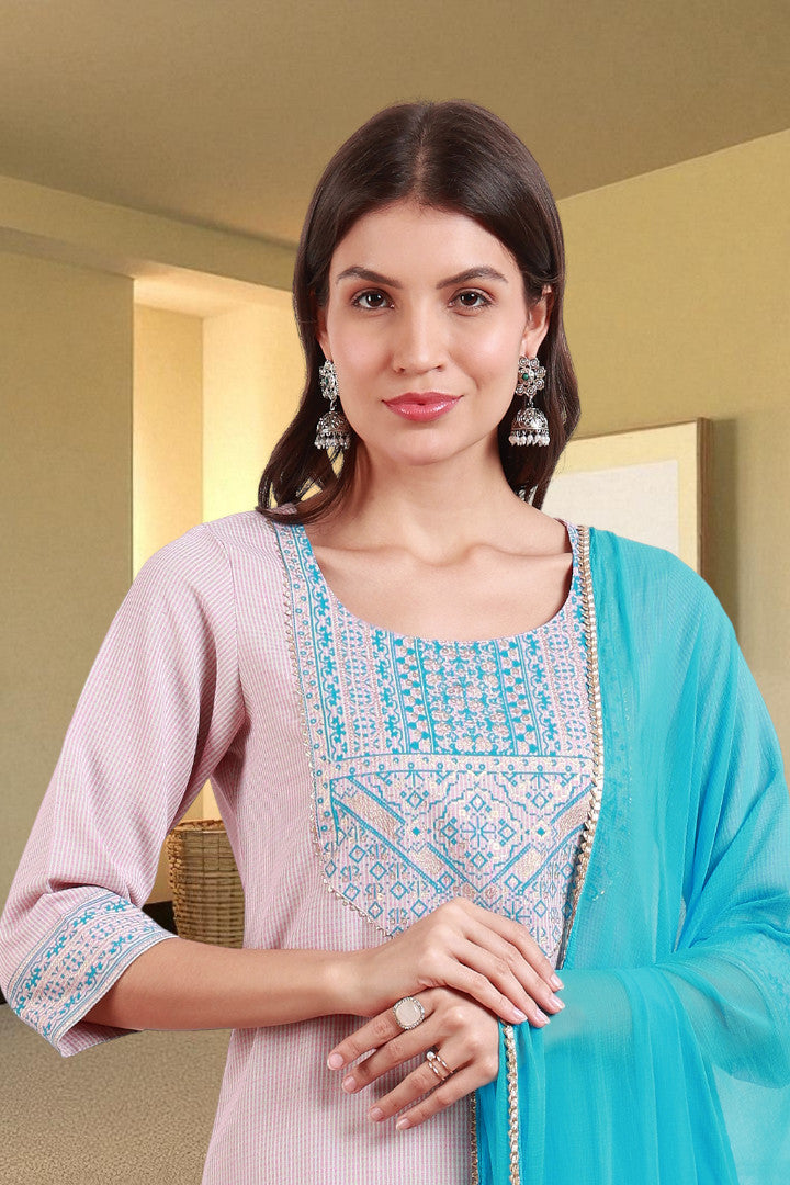 Casual Ethnic Straight Kurta Set With Dupatta