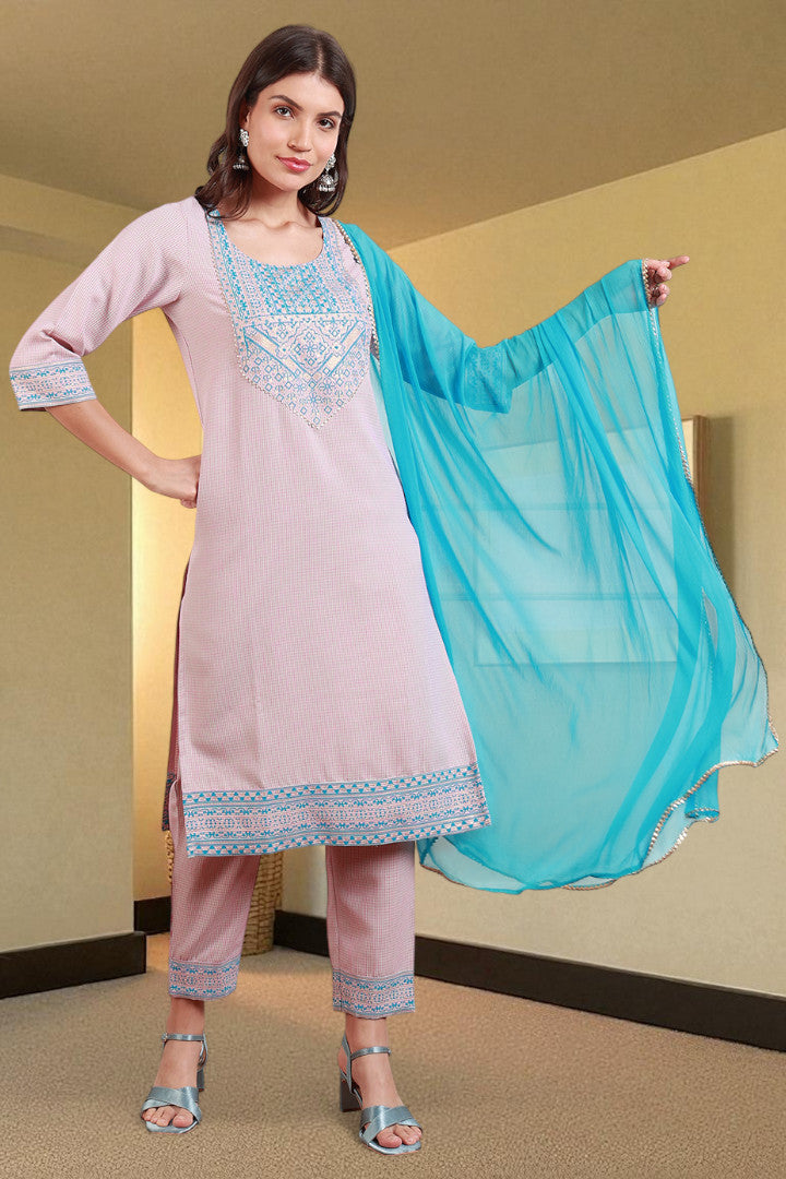 Casual Ethnic Straight Kurta Set With Dupatta
