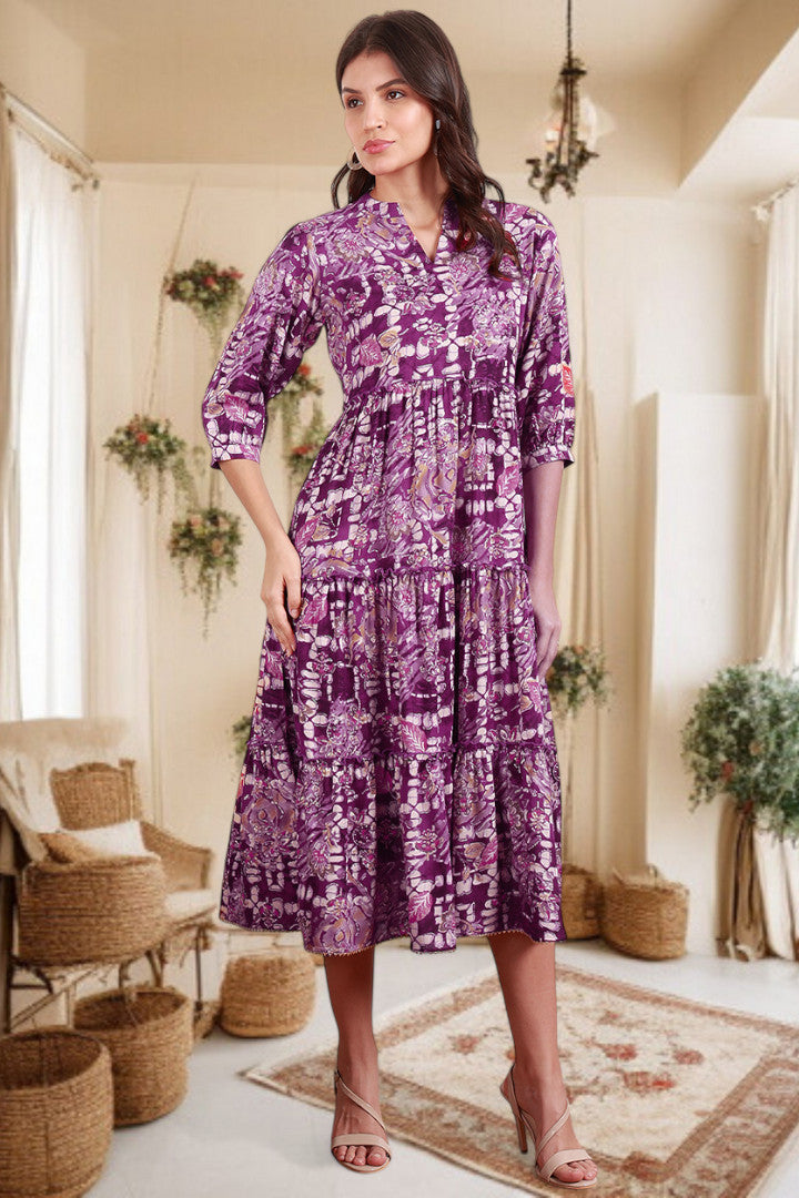 Elegant Printed Midi Dress For Every Occasion