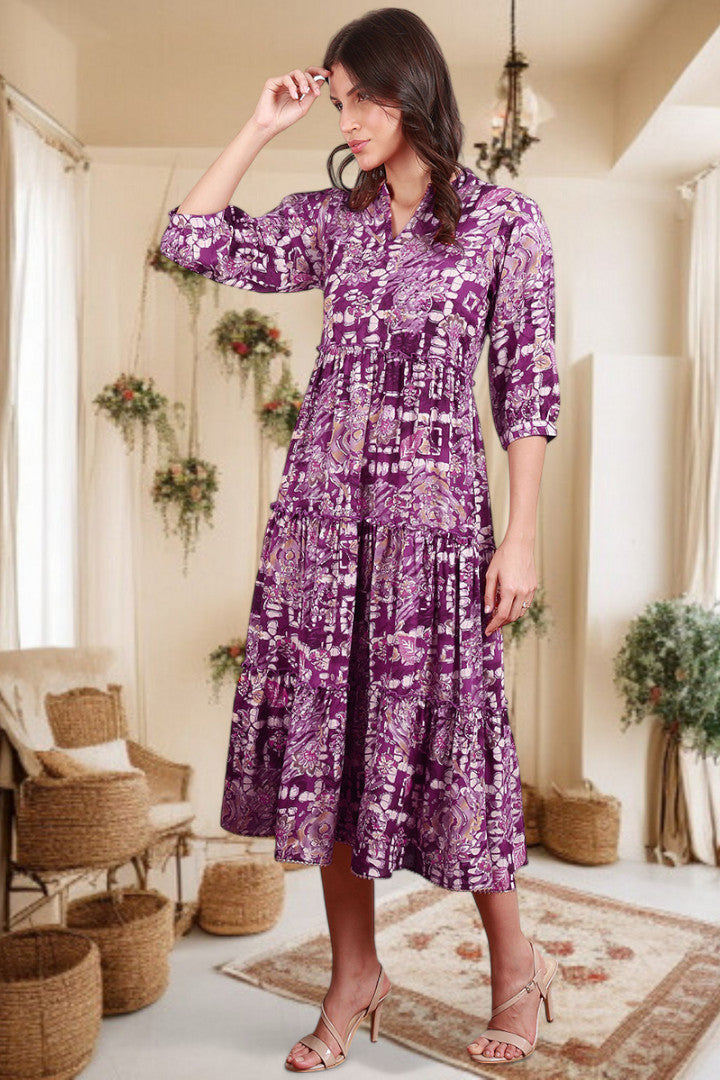 Elegant Printed Midi Dress For Every Occasion