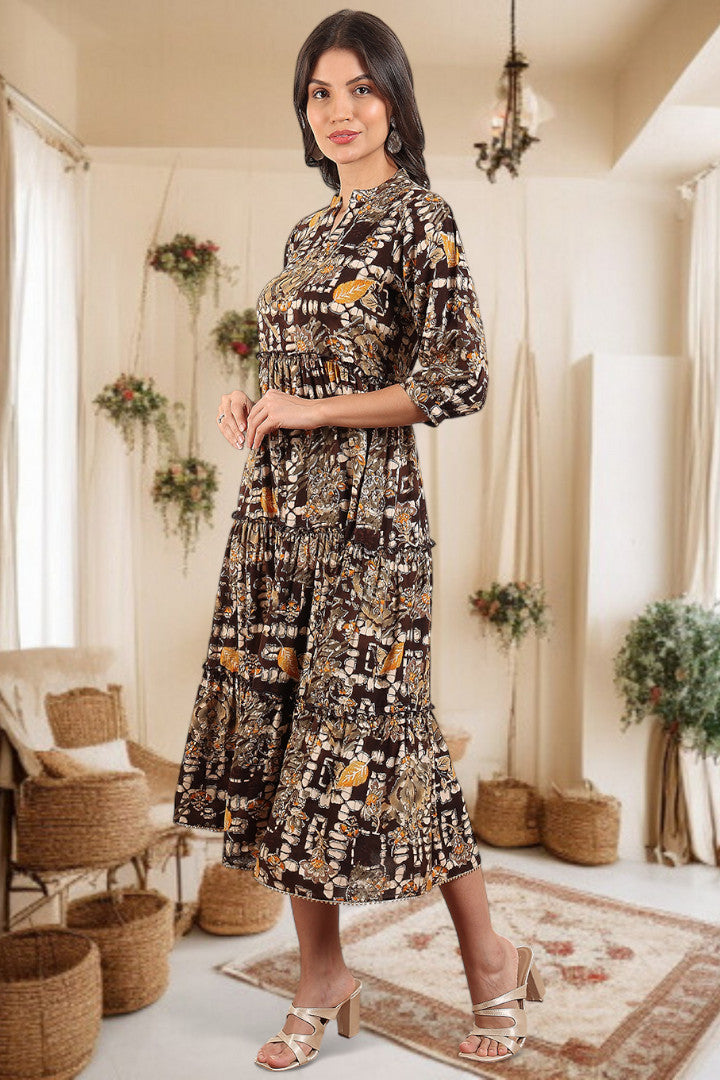 Elegant Printed Midi Dress For Every Occasion