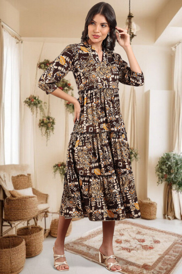 Elegant Printed Midi Dress For Every Occasion
