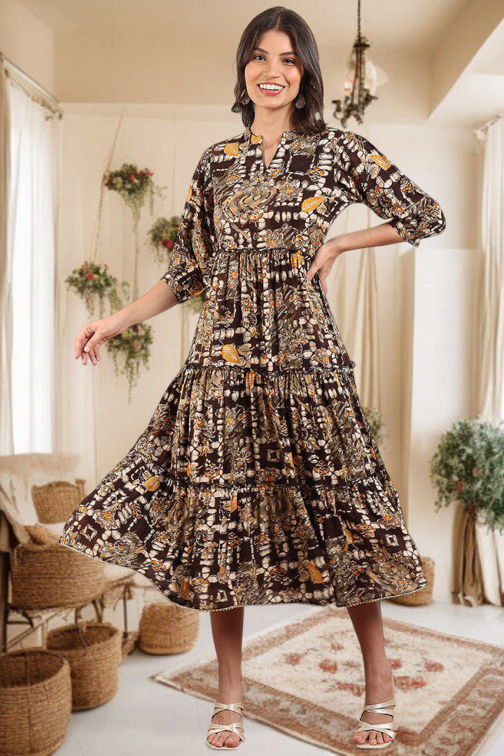 Elegant Printed Midi Dress For Every Occasion