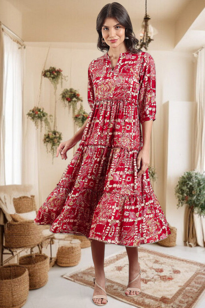 Elegant Printed Midi Dress For Every Occasion
