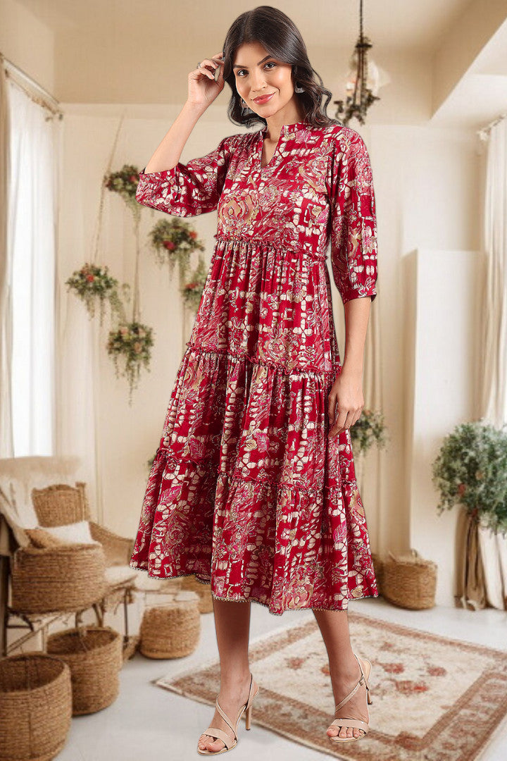 Elegant Printed Midi Dress For Every Occasion