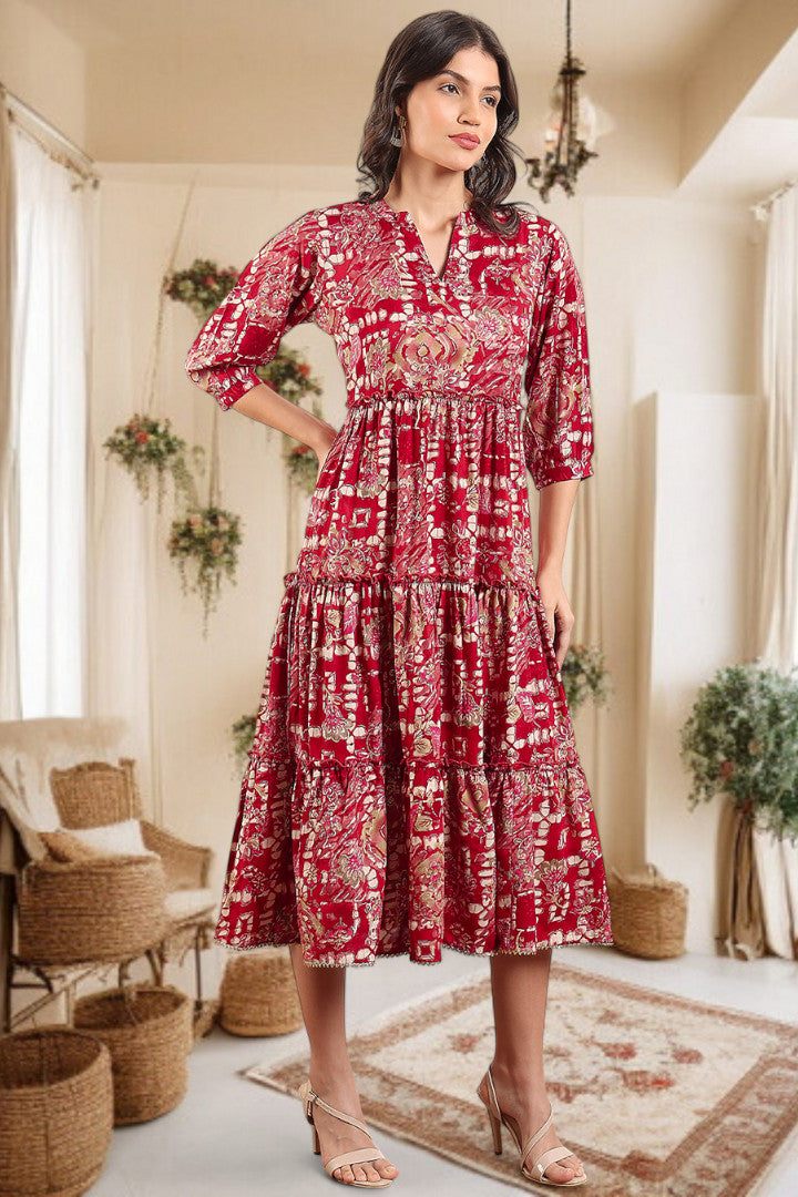 Elegant Printed Midi Dress For Every Occasion