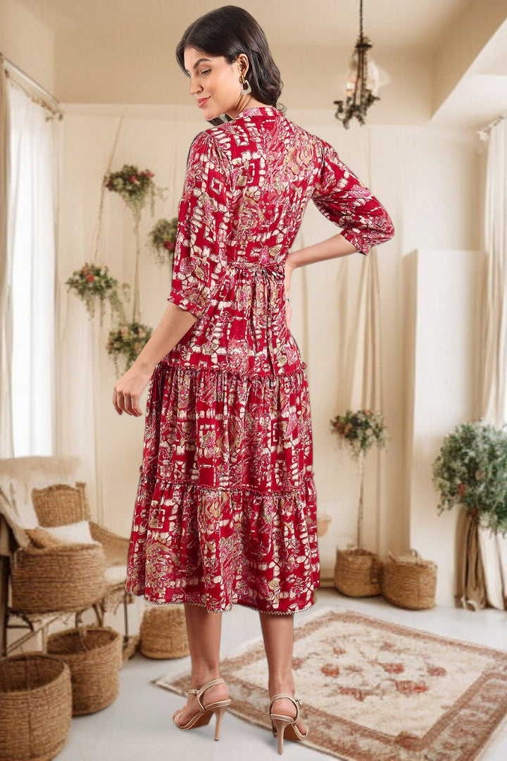 Elegant Printed Midi Dress For Every Occasion
