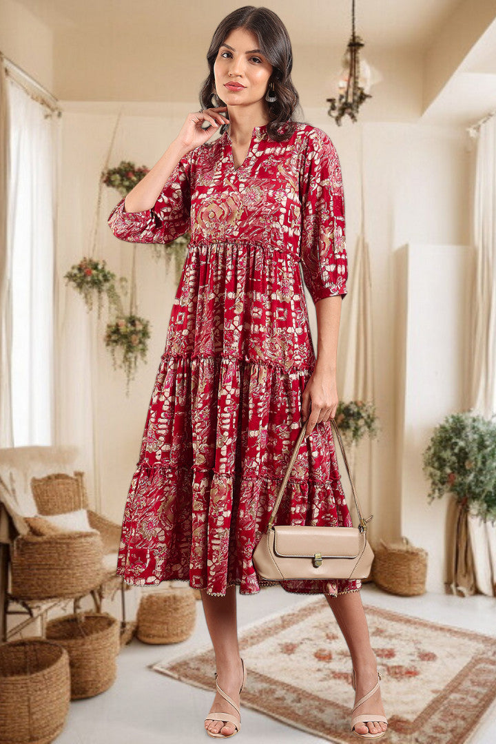 Elegant Printed Midi Dress For Every Occasion