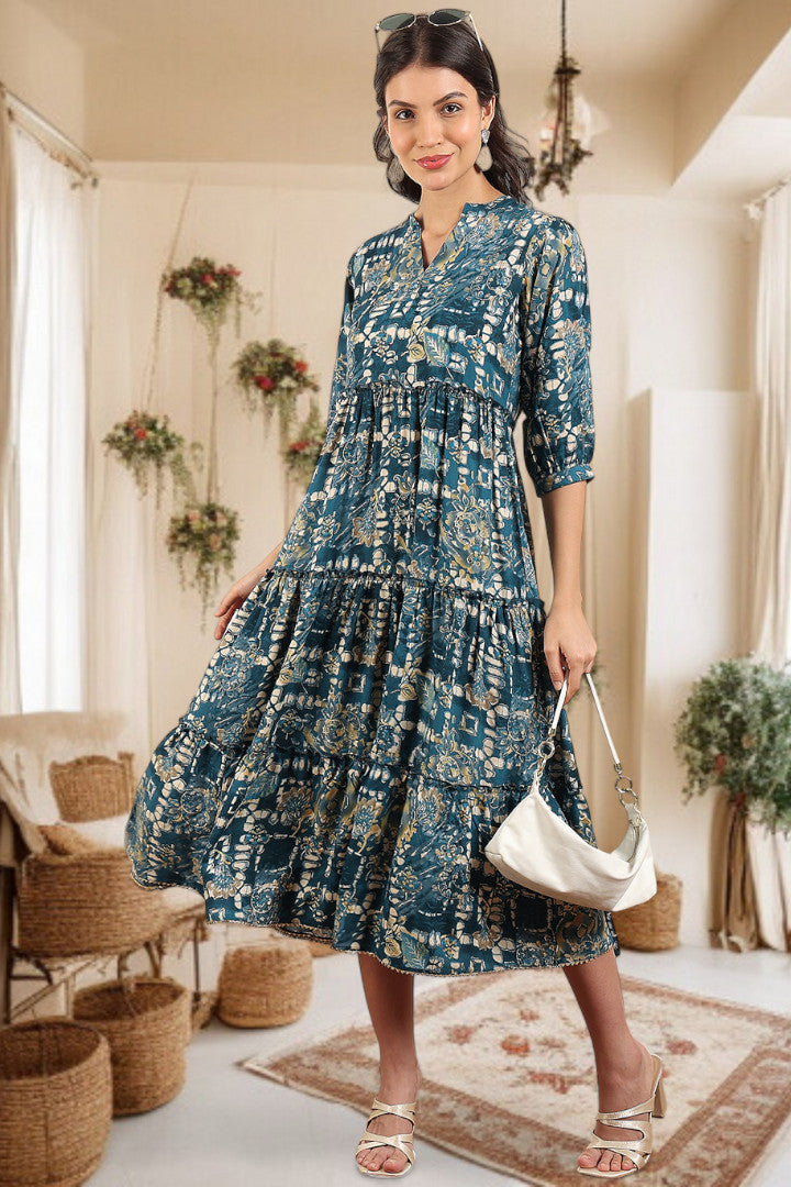 Elegant Printed Midi Dress For Every Occasion
