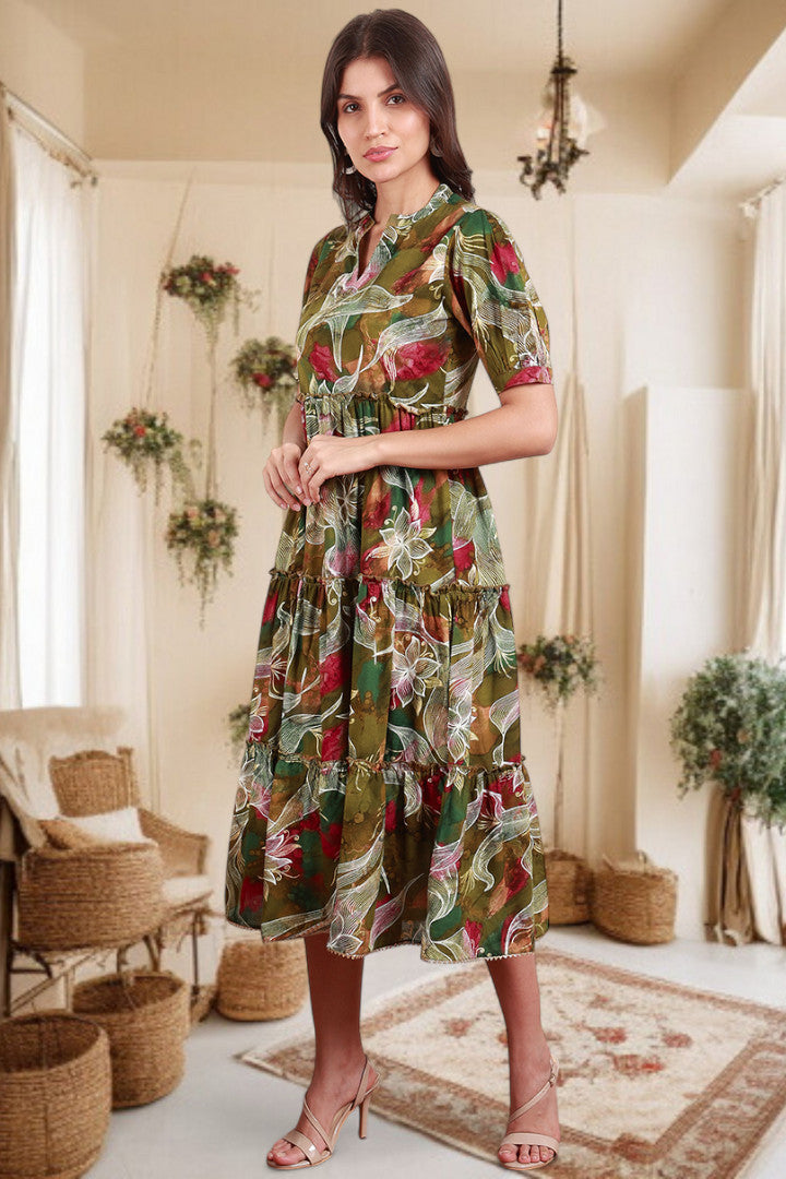 Elegant Printed Midi Dress For Every Occasion