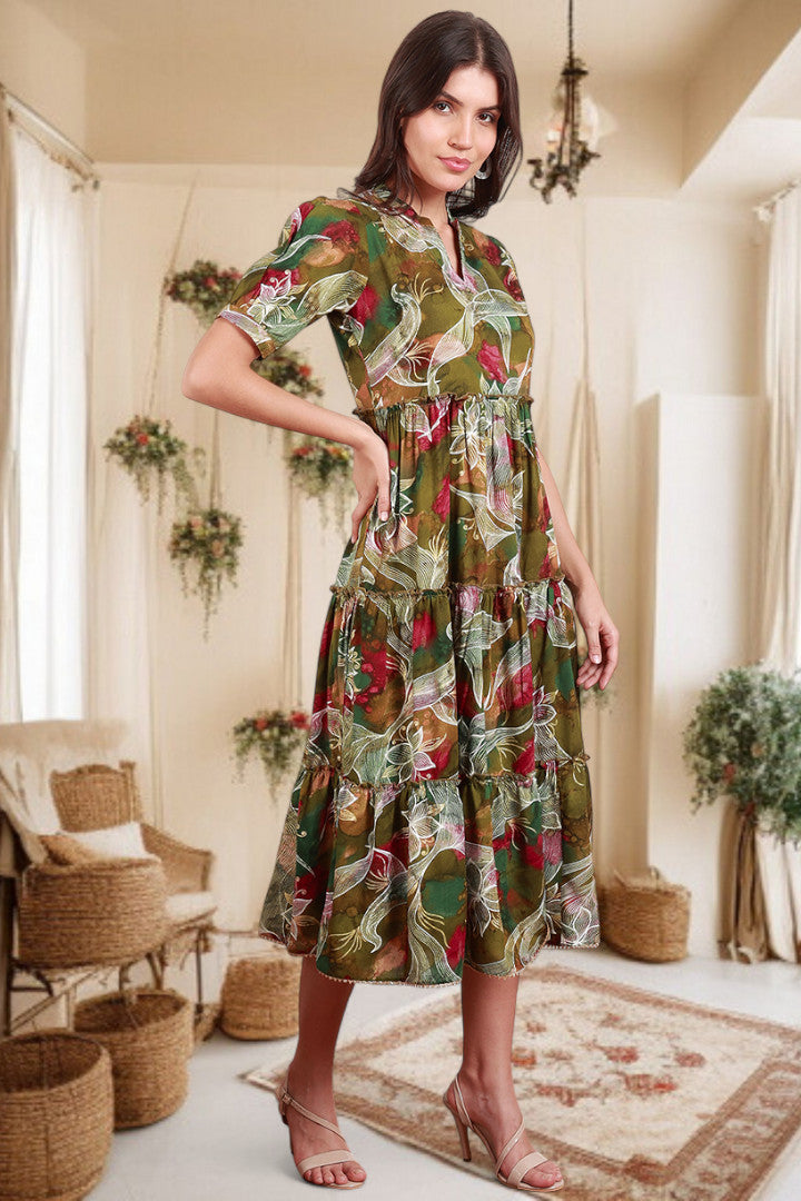 Elegant Printed Midi Dress For Every Occasion