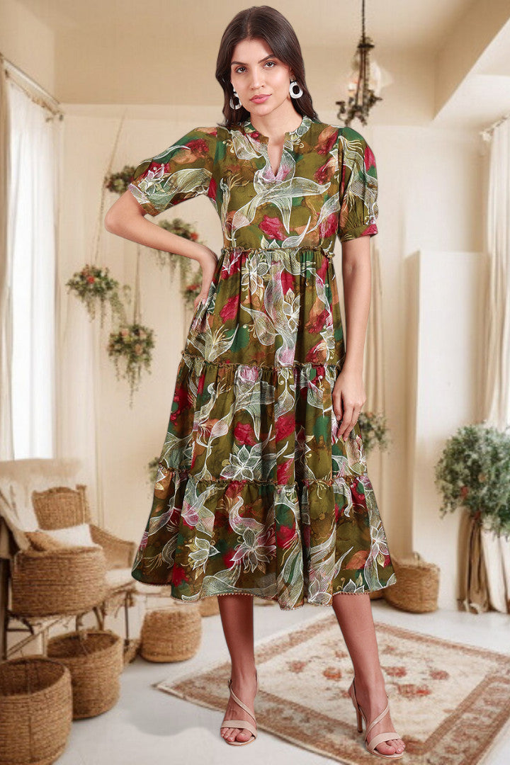 Elegant Printed Midi Dress For Every Occasion