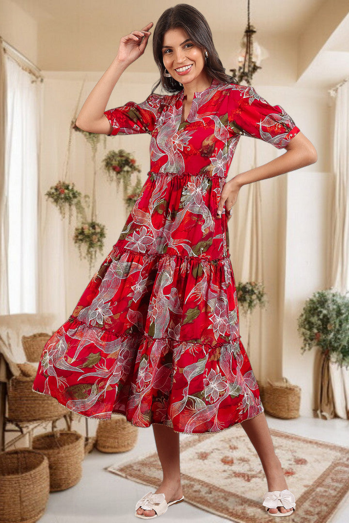 Elegant Printed Midi Dress For Every Occasion