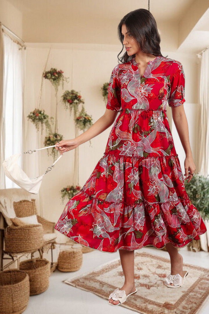 Elegant Printed Midi Dress For Every Occasion