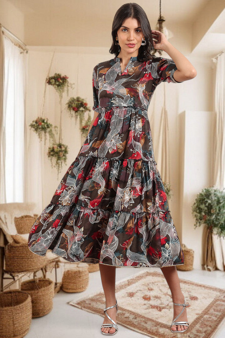 Elegant Printed Midi Dress For Every Occasion