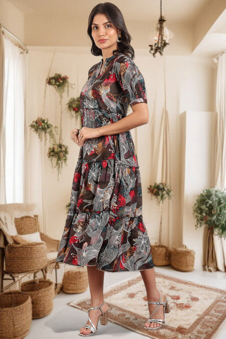 Elegant Printed Midi Dress For Every Occasion
