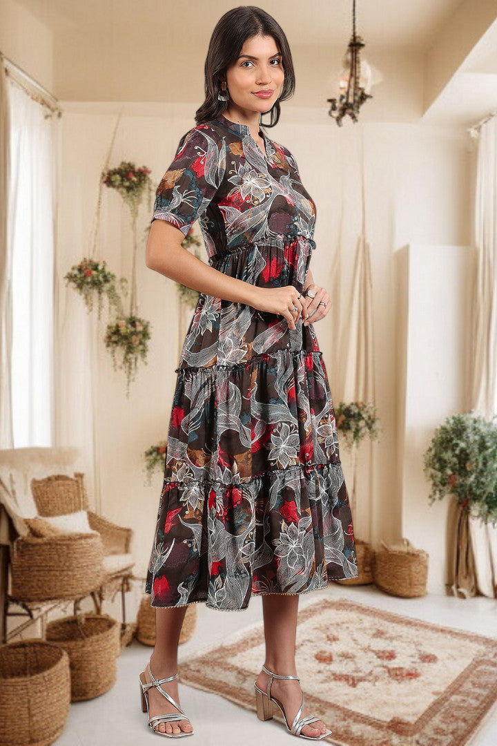 Elegant Printed Midi Dress For Every Occasion