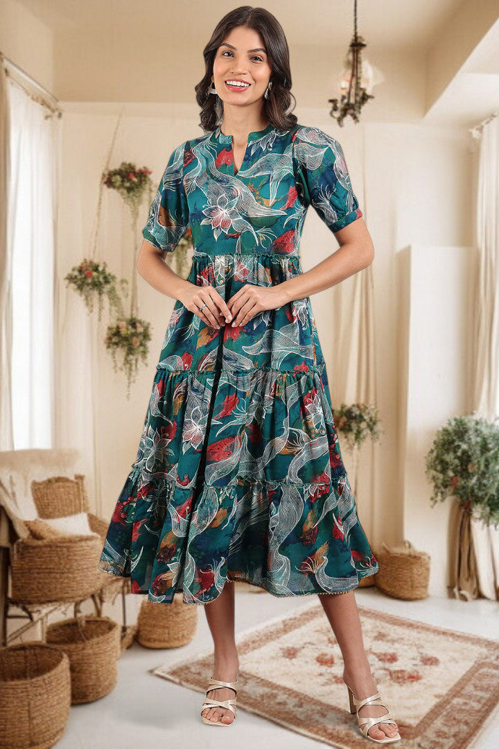 Elegant Printed Midi Dress For Every Occasion