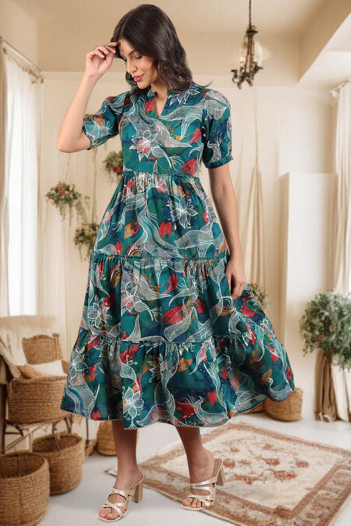 Elegant Printed Midi Dress For Every Occasion