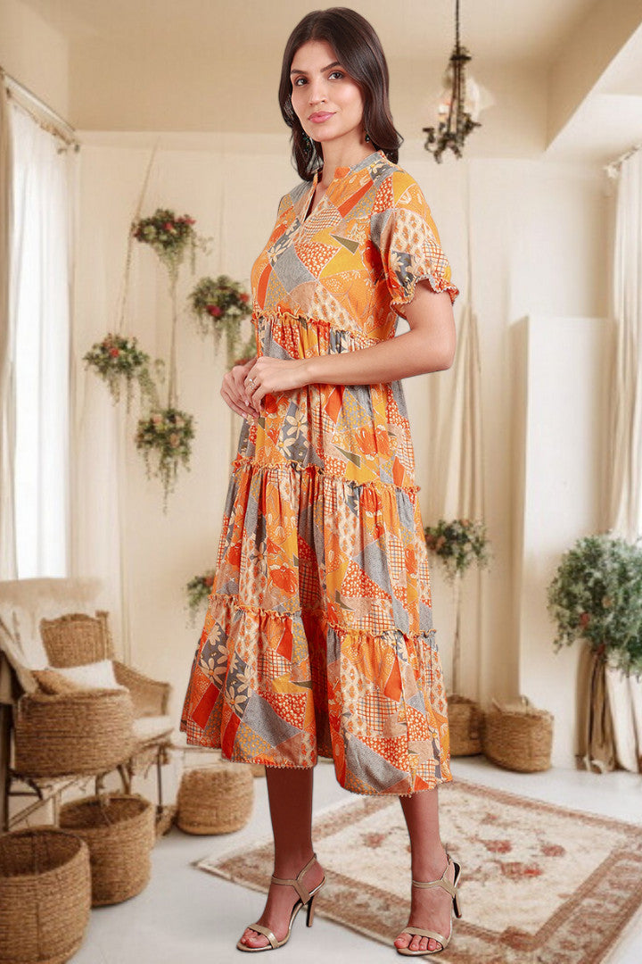 Elegant Printed Midi Dress For Every Occasion