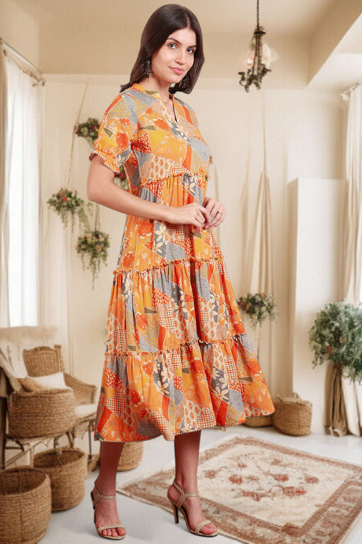 Elegant Printed Midi Dress For Every Occasion