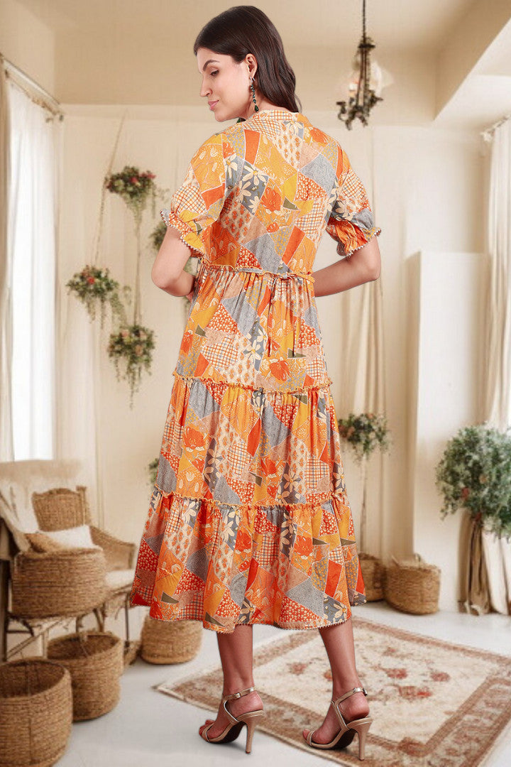 Elegant Printed Midi Dress For Every Occasion