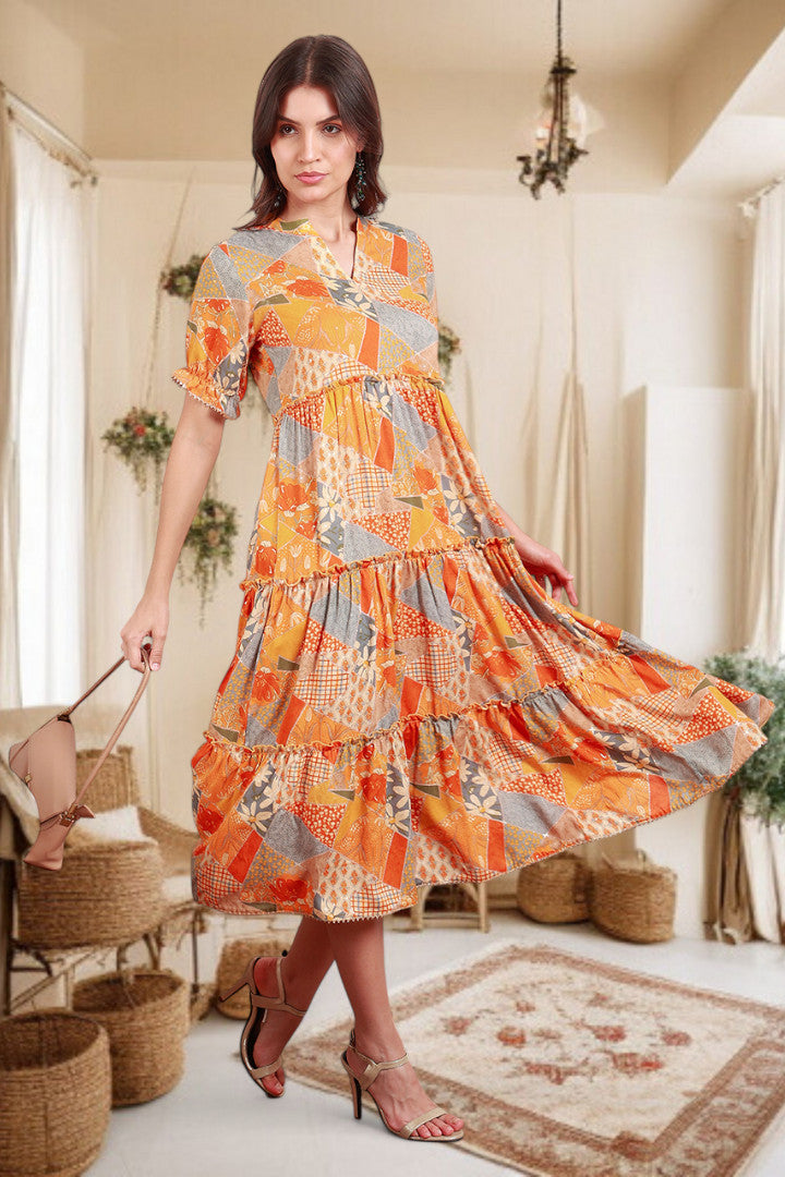 Elegant Printed Midi Dress For Every Occasion