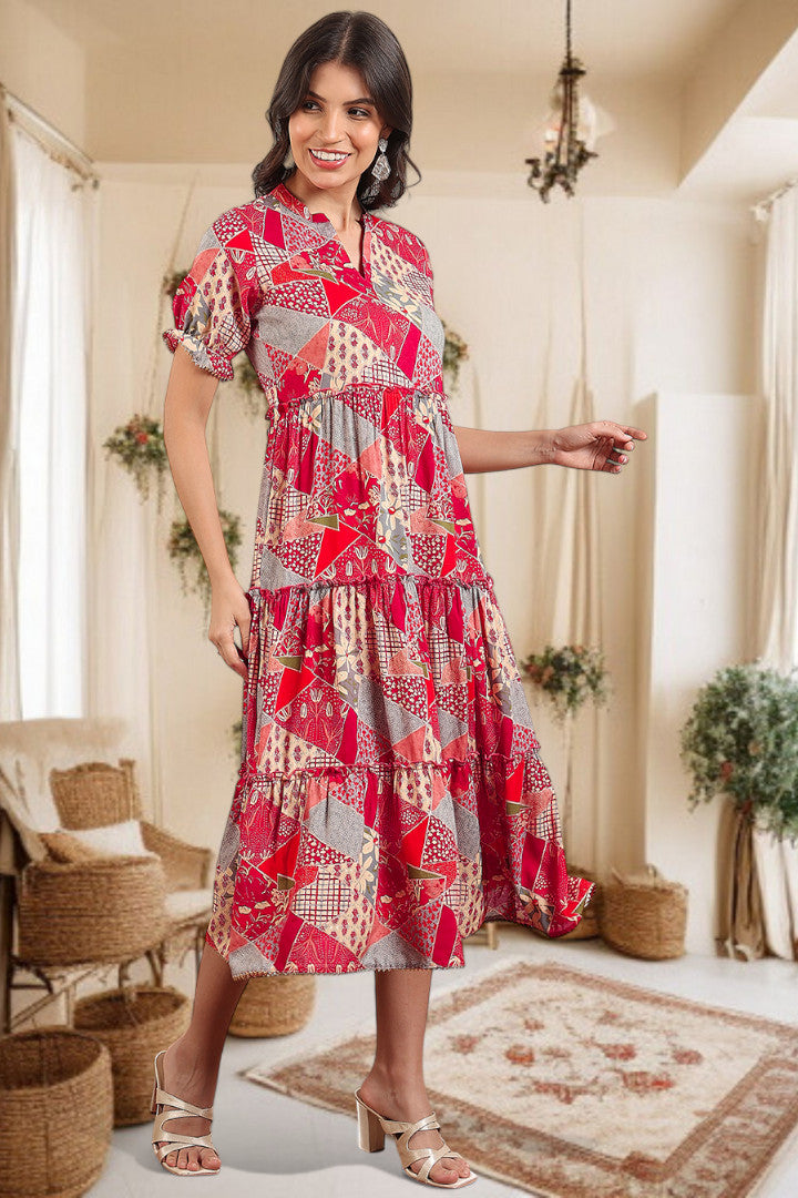 Elegant Printed Midi Dress For Every Occasion