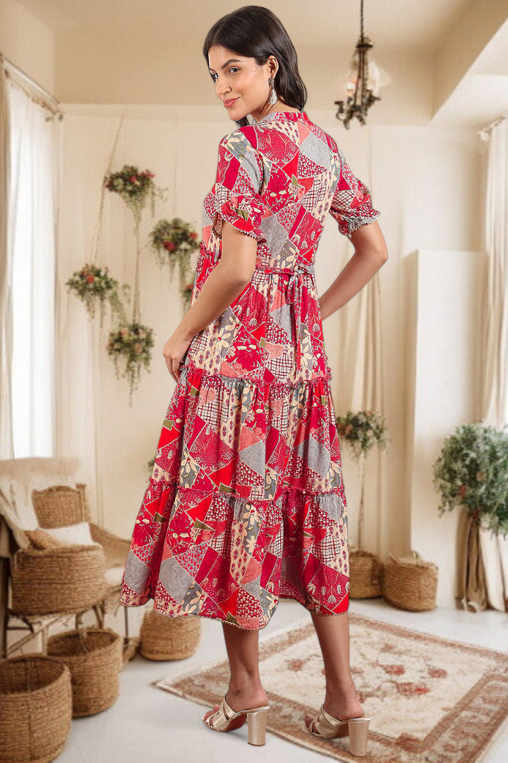 Elegant Printed Midi Dress For Every Occasion