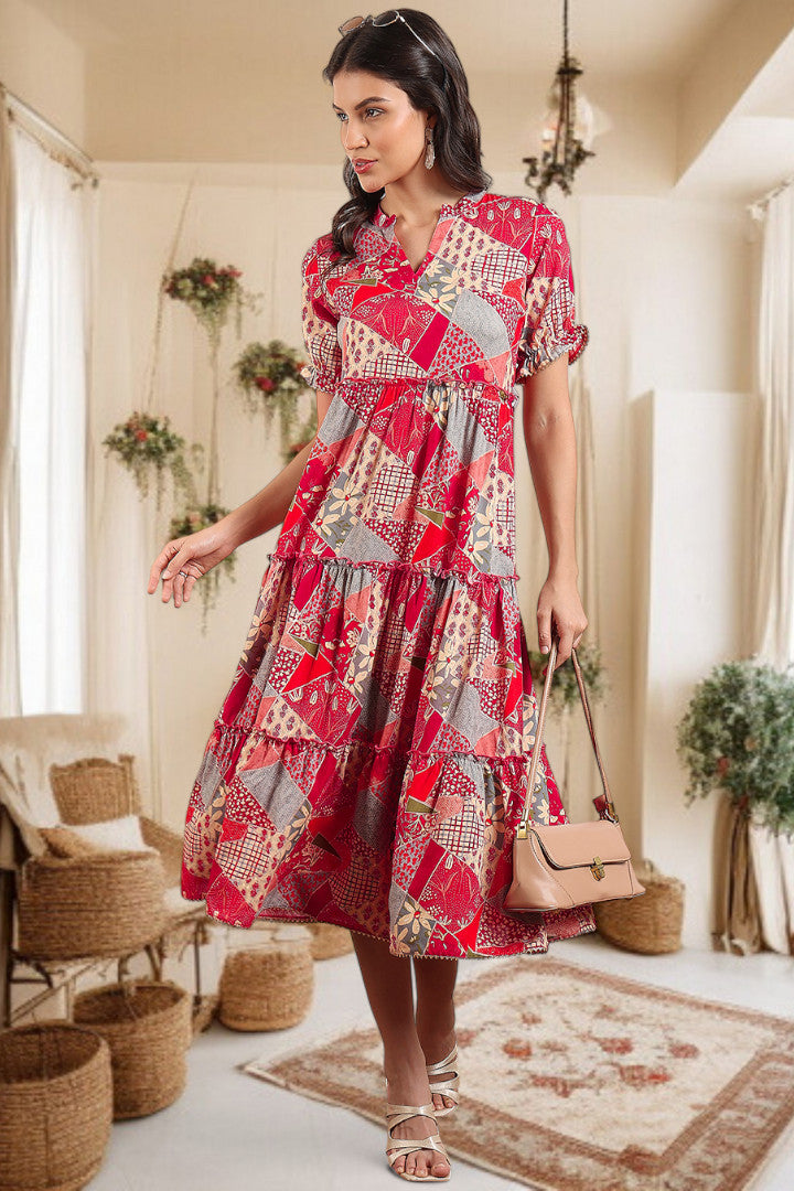 Elegant Printed Midi Dress For Every Occasion