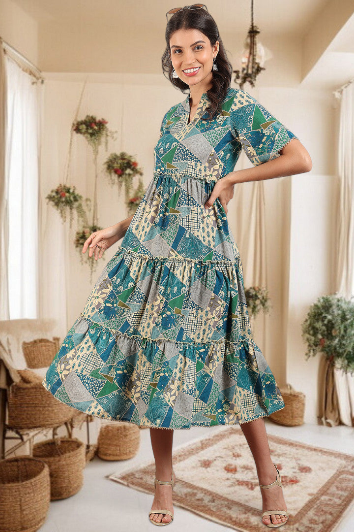 Elegant Printed Midi Dress For Every Occasion