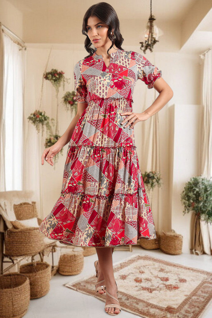 Elegant Printed Midi Dress For Every Occasion
