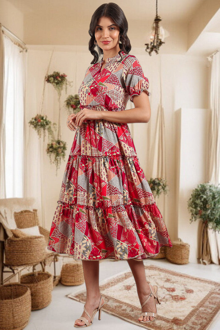 Elegant Printed Midi Dress For Every Occasion