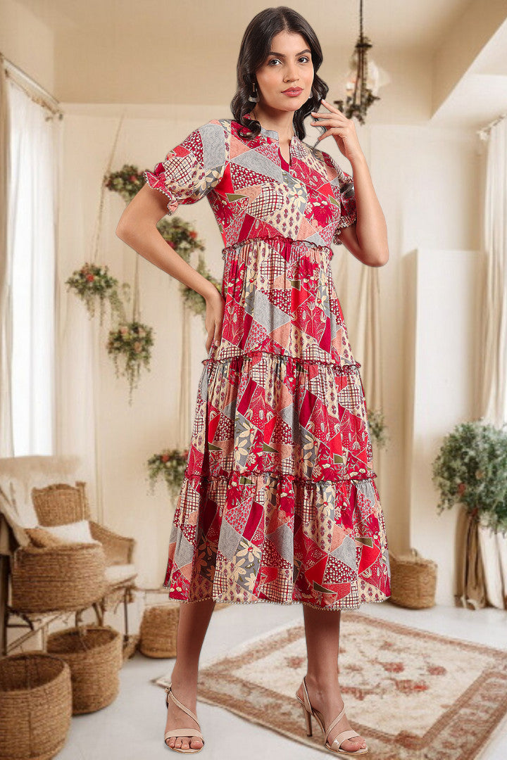 Elegant Printed Midi Dress For Every Occasion