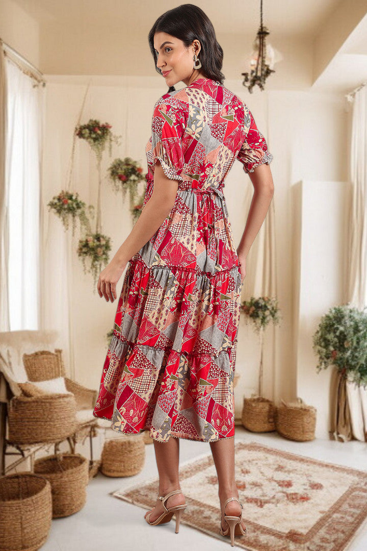 Elegant Printed Midi Dress For Every Occasion