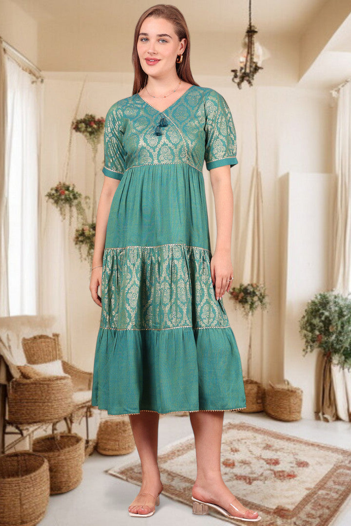 Ethereal Elegance- Stylish Casual & Party Wear Midi Dress