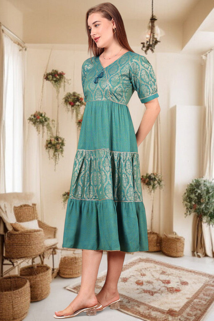 Ethereal Elegance- Stylish Casual & Party Wear Midi Dress