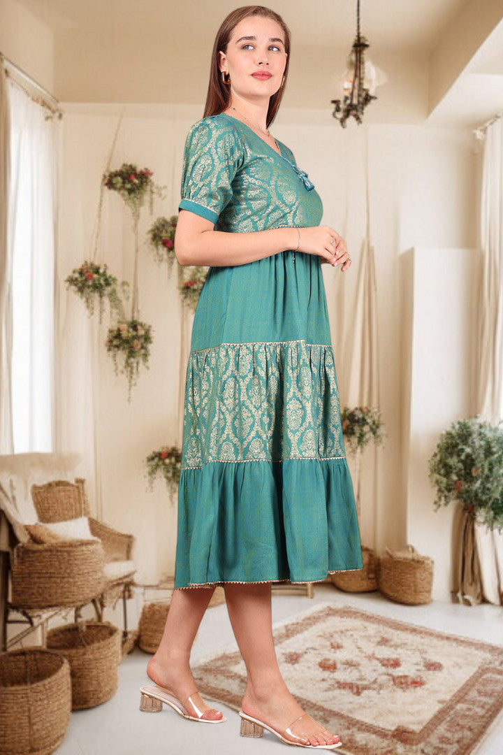 Ethereal Elegance- Stylish Casual & Party Wear Midi Dress